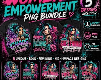Women Empowerment PNG Bundle, Tattoo Girl Sublimation Designs, Feminist Quotes (Digital Download)