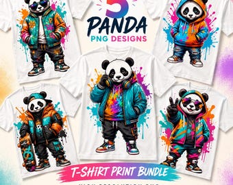 Panda PNG Designs Bundle, Urban Streetwear T-Shirt Print (Digital Download)