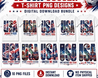Pakiet USA Soccer PNG, wzory koszulek Mistrzostw Świata 2026, patriotyczna sublimacja (pobieranie cyfrowe)