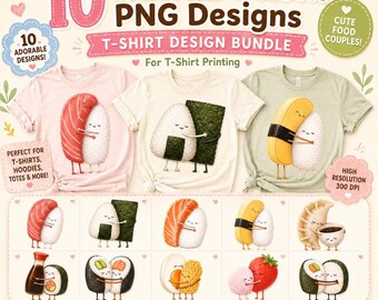 Kawaii Sushi  PNG Bundle, Japanese Food T-Shirt Sublimation (Digital Download)