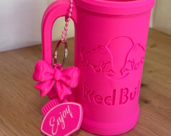 Gepersonaliseerde energieblikhouder en beker | 3D-geprinte drinkhouder | Cadeau met gepersonaliseerde naam | Cadeau voor racefans | Herbruikbare beker | Sleutelhangeropener