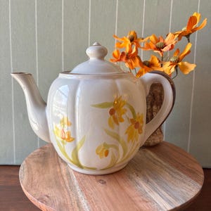 Vintage Hand-Painted Floral Teapot | Mid-Century Ceramic Tea Pot