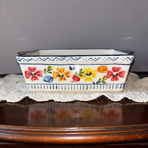 Vintage Gibson Elite Floral Ceramic Baking Dish | Rectangular Stoneware Baker