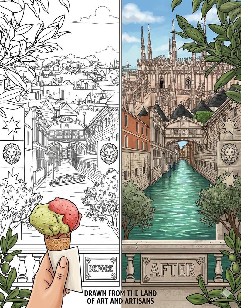 Italy Travel Coloring Book Printable, Real Photo Coloring Pages,rome ...