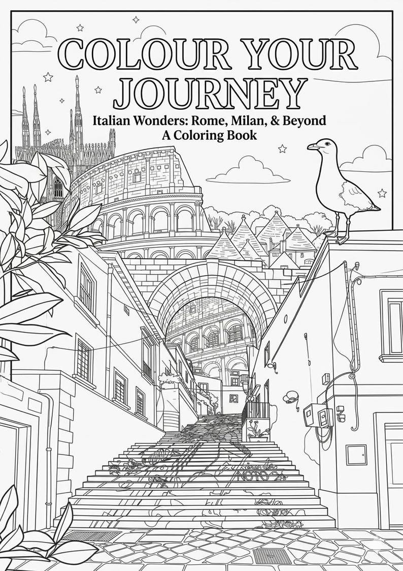 Italy Travel Coloring Book Printable, Real Photo Coloring Pages,rome ...