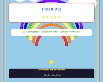 Sopa de letras bíblica para niños: 50 divertidos rompecabezas en PDF (descarga instantánea)