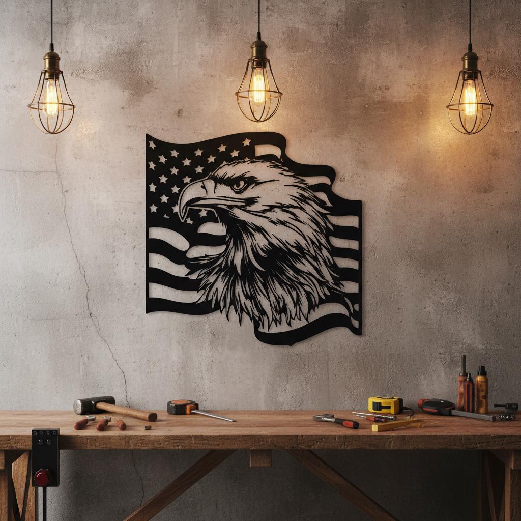 American Flag Bald Eagle Metal Wall Art - Patriotic Metal Sign - Etsy