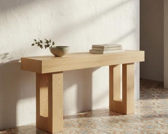 Modern Console Table in Light Wood Minimalist Design for Scandinavian Home Decor