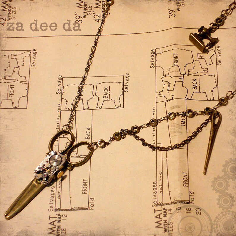 Vintage Steampunk Scissors Brooch - Silver Tone Tailor Badge For Dressmakers & Hairdressers