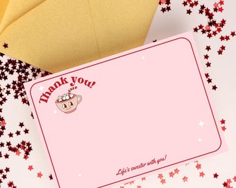 Hot Cocoa Pajama Christmas Party Thank You Note Editable Digital Canva Template