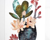 Cactus Succulent Painting, Watercolor Art, Archival Art Print - Desert Collection