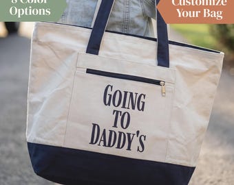Bolso personalizado para niños para ir a casa de papá, bolso de viaje para la noche, bolso de transición para la custodia compartida, bolso de lona de algodón para niños.