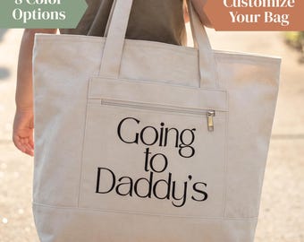 Bolso de mano personalizado para ir a casa de papá, bolso de fin de semana para niños, bolso de mano para intercambio de custodia en hogares separados, bolso de lona para crianza compartida, bolsa de algodón