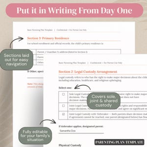 Divorce Planner Co Parenting Bundle Parenting Plan Template Custody Documentation Separated Parents Tracker Co-parenting Digital Products image 3