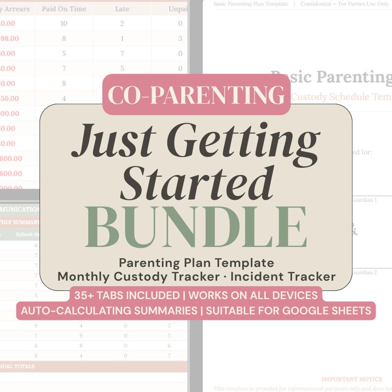 Divorce Planner Co Parenting Bundle Parenting Plan Template Custody Documentation Separated Parents Tracker Co-parenting Digital Products image 1