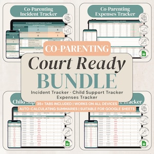 High Conflict Coparenting Bundle Incident Log Child Support Payment Tracker Expense Tracker Google Sheet Custody Documentation Record