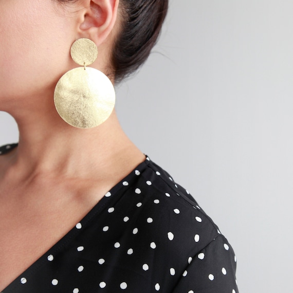 Silver Gold Round Pearl Circle Geometric Statement Drop Earrings Studs Bloggers 