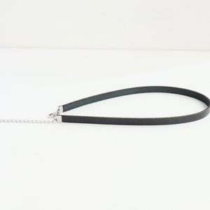 Black thin genuine leather choker necklace Basic everyday choker Made to size Stainless steel clasp image 2