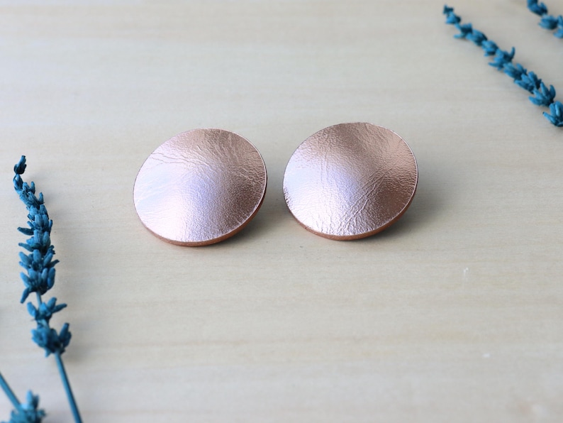 Rose Gold Big Disc Stud Earrings