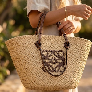 Basquete de rattan | Bolsa de mão trançada | Bolsa de praia boho | Bolsa de verão | Sacola de palha natural