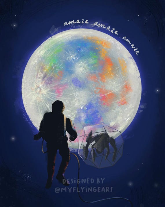 Hail Mary X Artemis Moon Mission - Full Moon | Sci-fi Space Art