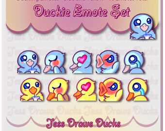 Yellow and Blue Duckies for Twitch and Discord - 2 sets of 5 emotes