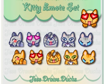 Orange and Grey Stripy Kitties for Twitch and Discord - 2 sets of 5 emotes