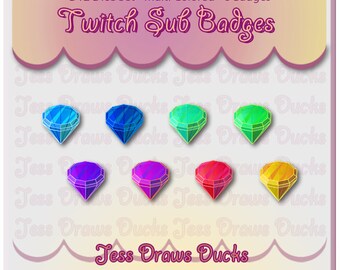 Colorful Gem Set, 8 Set Twitch Sub/Bit Badges