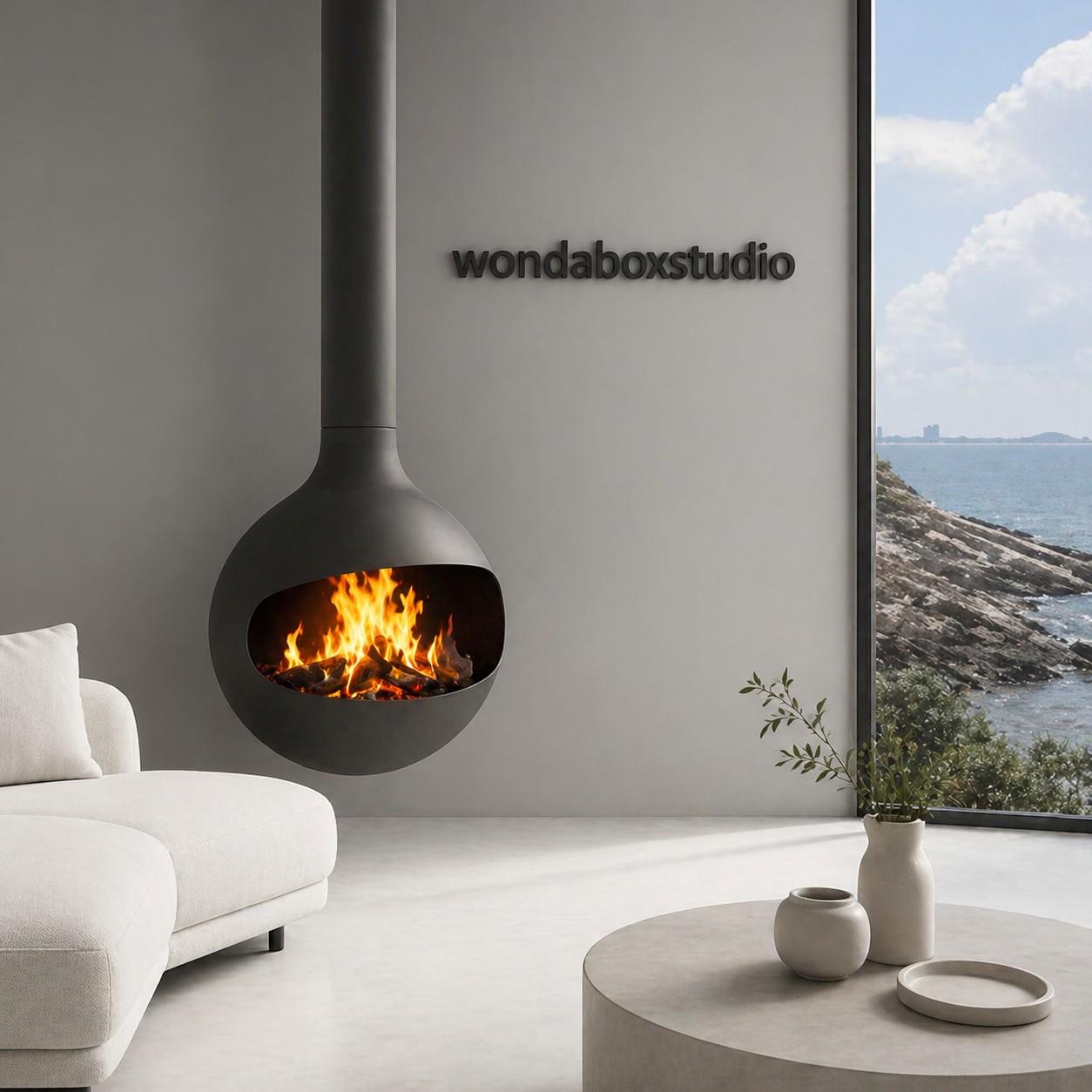 Rotating Fireplace Luxury Suspended Sphere Fireplace | 360 Rotating Ceiling Hanging, Wood ...