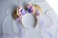 Padmé Lake Dress Inspired Mouse Ears | Pastel Princess Ears with Floral Details & Ribbons