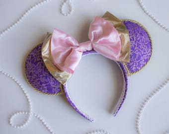 Op Rapunzel geïnspireerde muizenoren | Paarsgouden prinsessenhoofdband | Verwarde sprookjesoren