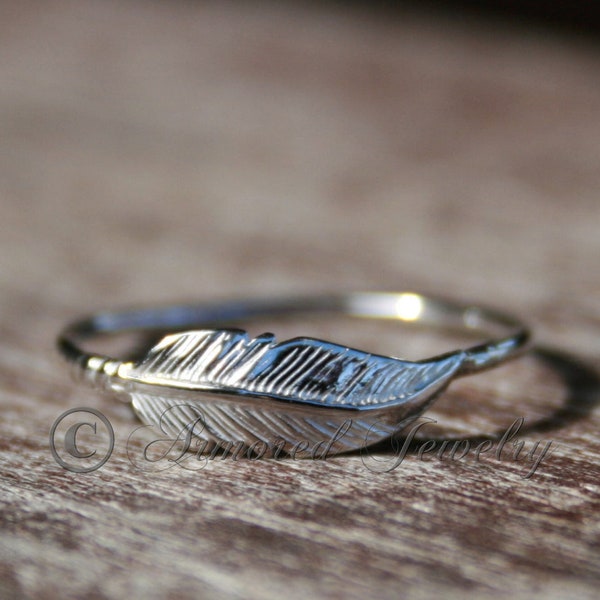 Feather Ring, Sterling silver Feather, Indian Inspired, Native American, Stacking Stacker ring, Dainty feather ring, silver statement ring