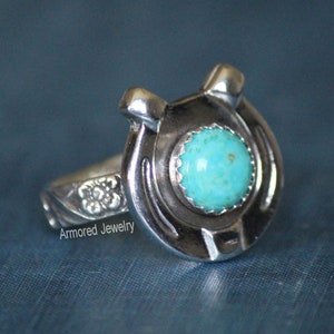 Sterling silver Horseshoe ring with turquoise