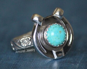 Sterling Silber Hufeisen Ring mit Türkis