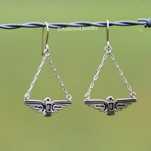 Sterling Silver Thunderbird Chandelier Earrings, Sterling Silver Native Jewelry, Navajo Inspired Jewelry, Southwestern, Turquoise Jewelry