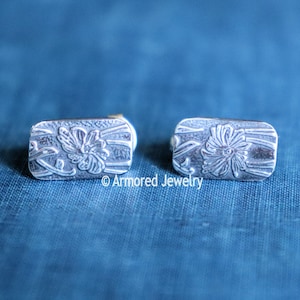 Sterling Silver floral #3 ear climber stud earrings, climbing earrings, climber earrings, silver climber jewelry, silver rope climbers