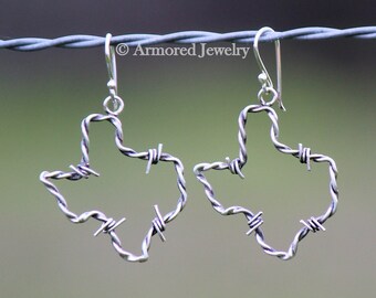 Sterling Silver Texas Barbed Wire Earrings, western jewelry, Texan jewelry stud earrings, Silver Texas Jewelry, southwest stud earrings