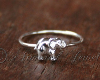 Elephant Ring - Sterling silver baby elephant - Stackable stacking stacker stack ring - delicate dainty simple - handmade jewelry