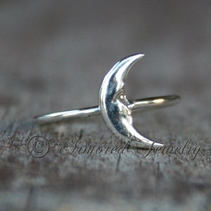 Månring, Silvermånesmycken, Halvmånering, Sterlingsilverring, Kvartsmåne, Stapelbar, ringmånesmycken, ringar
