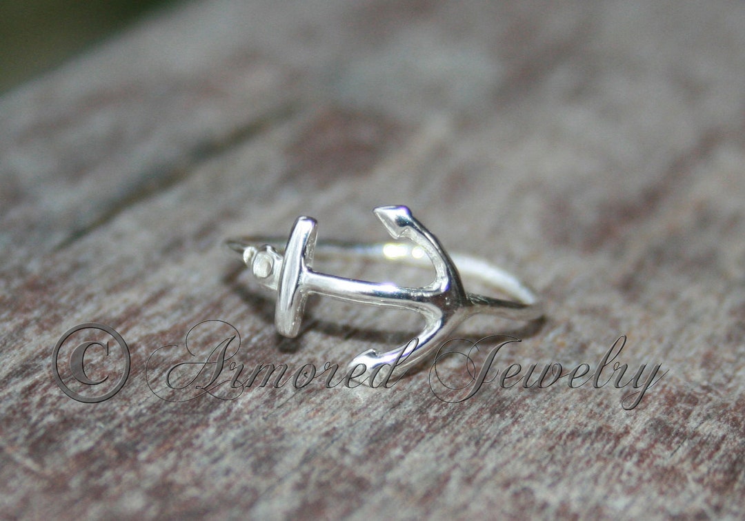 Nautical Rope Anchor Rings Anchor Ring, Sterling Silver Ring, Beach Living, Navy Jewelry, Nautical ...