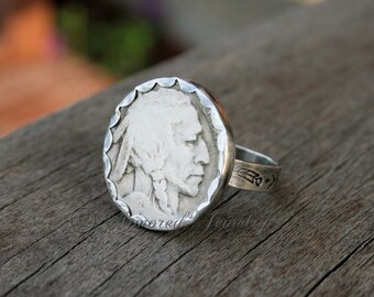 Sterling Silver Buffalo Nickel Ring American Indian Head Nickel Ring Rare OOAK Ring Silver Ring Statement Ring Minimalist Feather Etsy UK