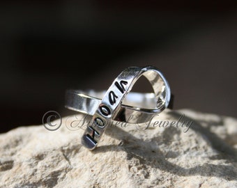 Personalized Sterling Silver Ribbon Ring, Custom ring, custom silver jewelry, personalized, customizable, custom jewelry customized ring