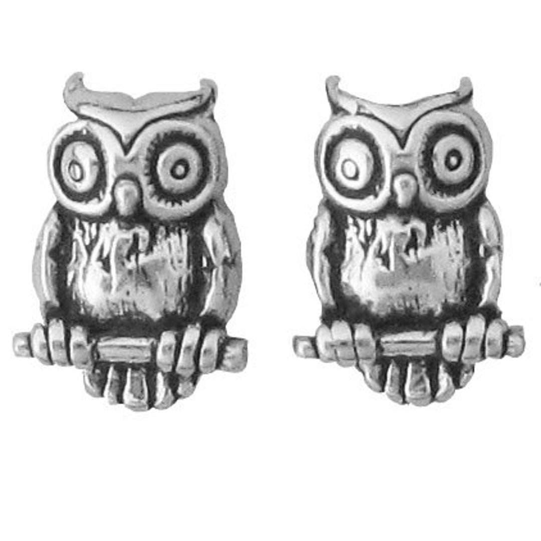 Sterling Silver Owl Post Earrings Bird Earring Studs Silver - Etsy