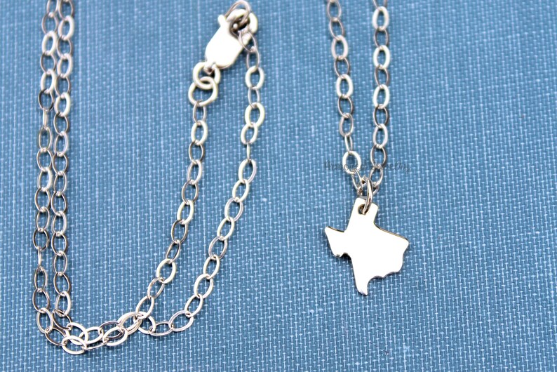 Texas Necklace Sterling Silver Texas Shaped Pendant Texas Etsy