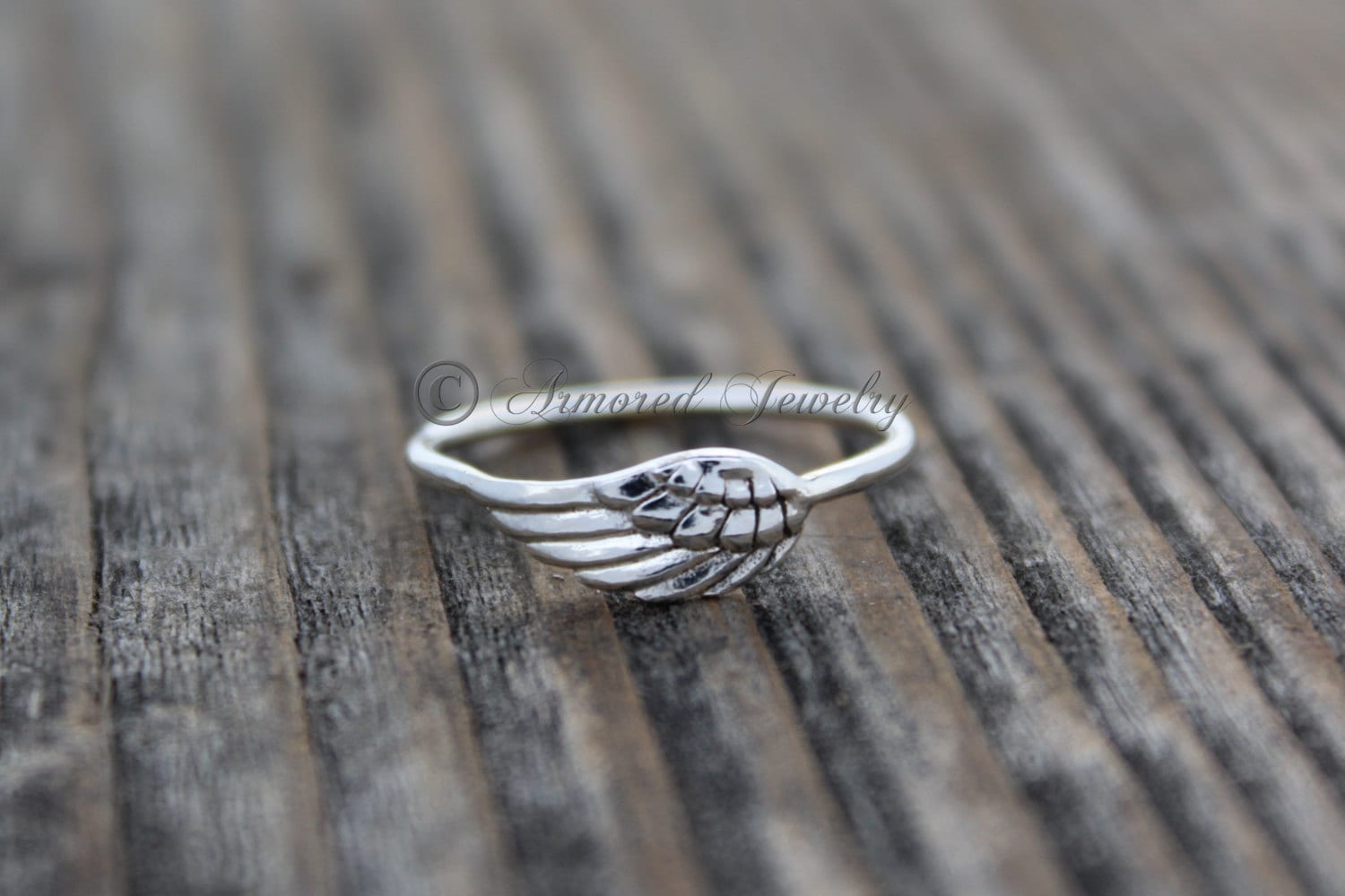 Angel Wing Ring 4, Sterling Silver Angel Feather Wing Ring
