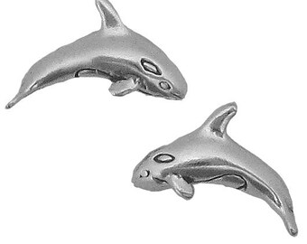Sterling Silver Orca Whale Post Earrings, Marine Life Earring Studs, Silver Earrings, Turquoise Studs, Style Earrings, Silver Studs