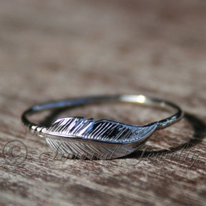 Feather Ring, Sterling silver Feather, Indian Inspired, Native American, Stacking Stacker ring, Dainty feather ring, silver statement ring image 2