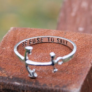 Anello con ancora, Anello personalizzato, Rifiutarsi di affondare, Anello della Marina, Gioiello militare, Anello personalizzabile, Anello personalizzato, Bibbia personalizzata