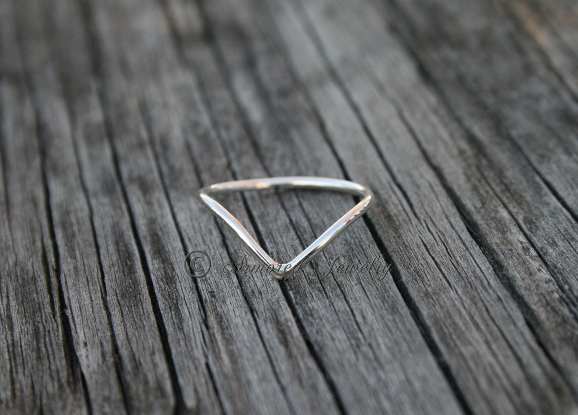 Silver Chevron Ring, Dainty Ring, Layered Ring, Stackable Stacking ...