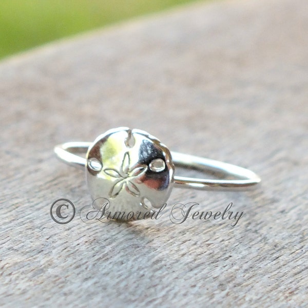 Sand dollar ring, Sanddollar, Sterling silver, Beach Living, Ocean Life, stacker stackable stacking, Dainty Ring, Simple Ring, Sea Life Ring